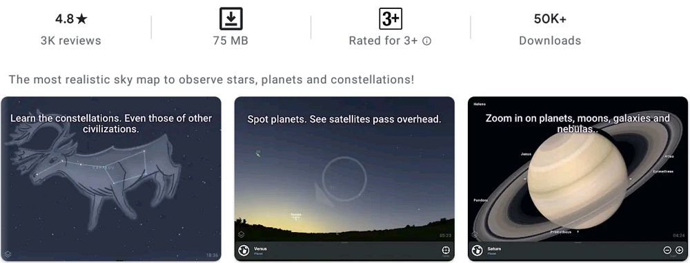 Stellarium Mobile PLUS-features