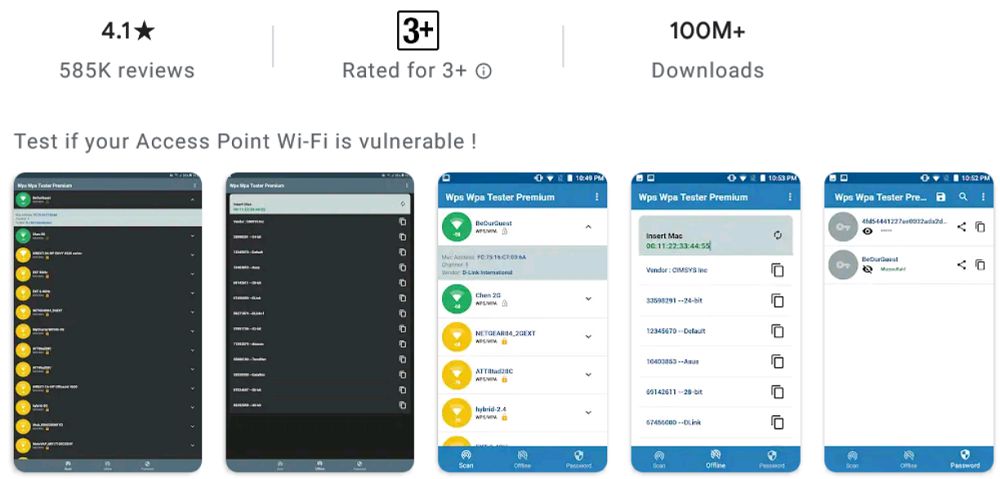 Wifi WPS WPA Tester Premium-features