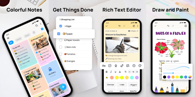 Easy Notes features