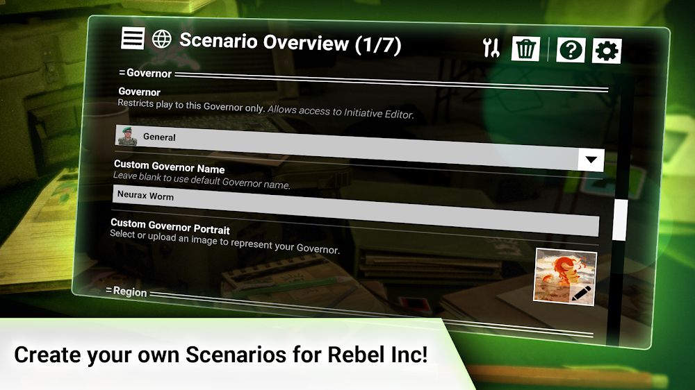 Rebel Inc Scenario Creator gameplay
